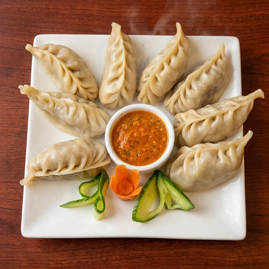 Spices Nepalese momos — steamed dumplings with regular and spicy chutney, vegetable and chicken varieties, Calgary Okotoks